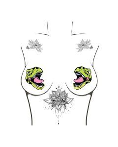 Neva Nude Black Light Dinosaur Pasties - Green O/S